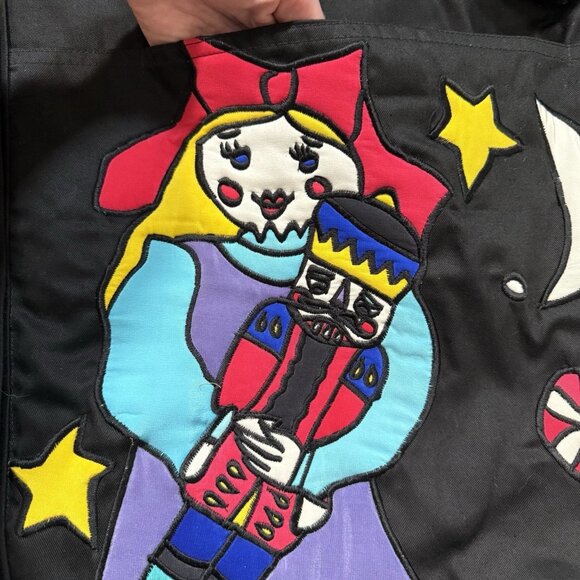 VTG 80s Silkscapes Christmas Novelty Jacket Sz Large Silk Art To Wear Oversized - Picture 13 of 16